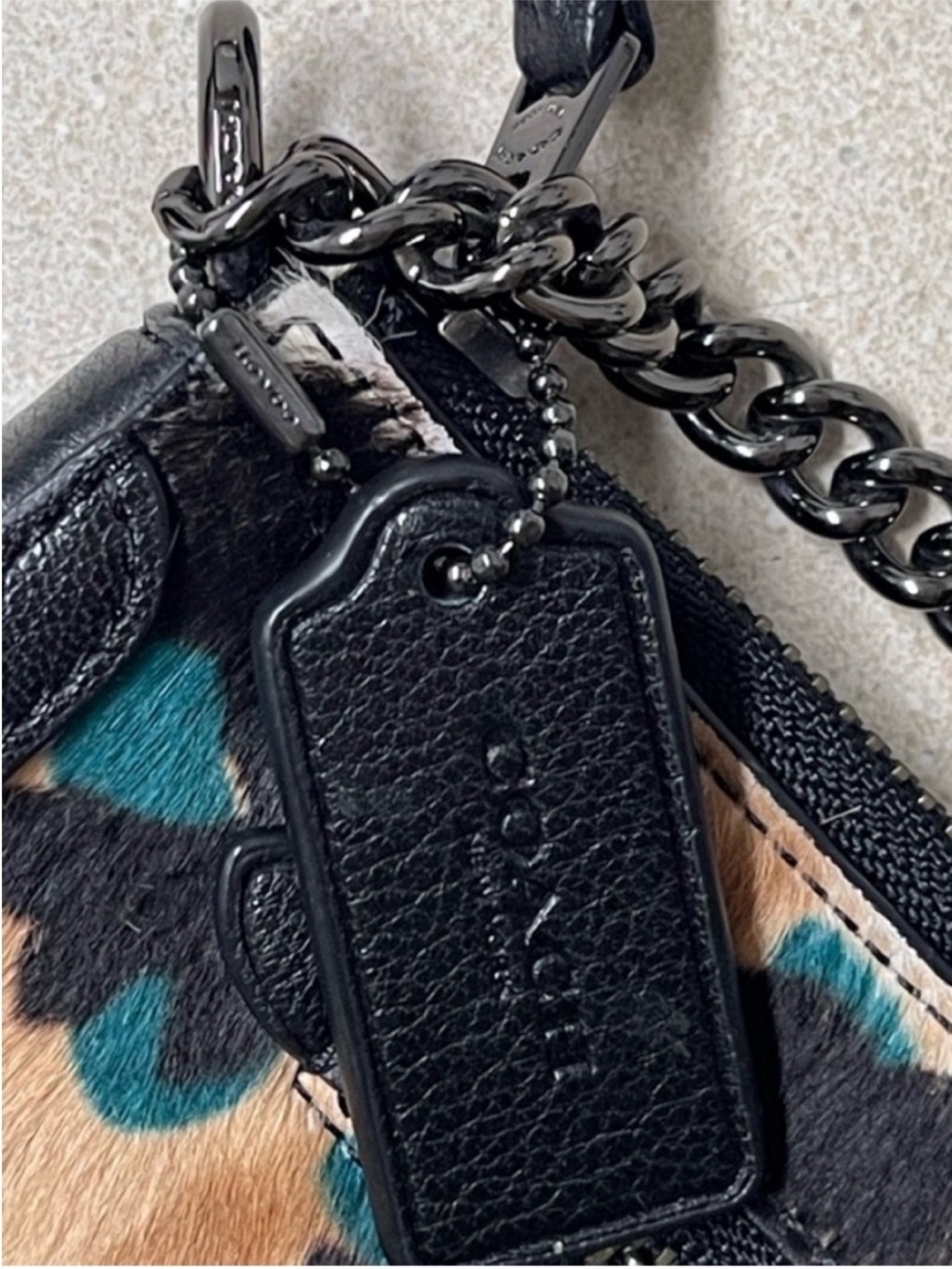 Coach New Leaf Print Nolita 24 58412E Leather and Calf
Hair Teal Walnut Purse - Picture 4 of 16